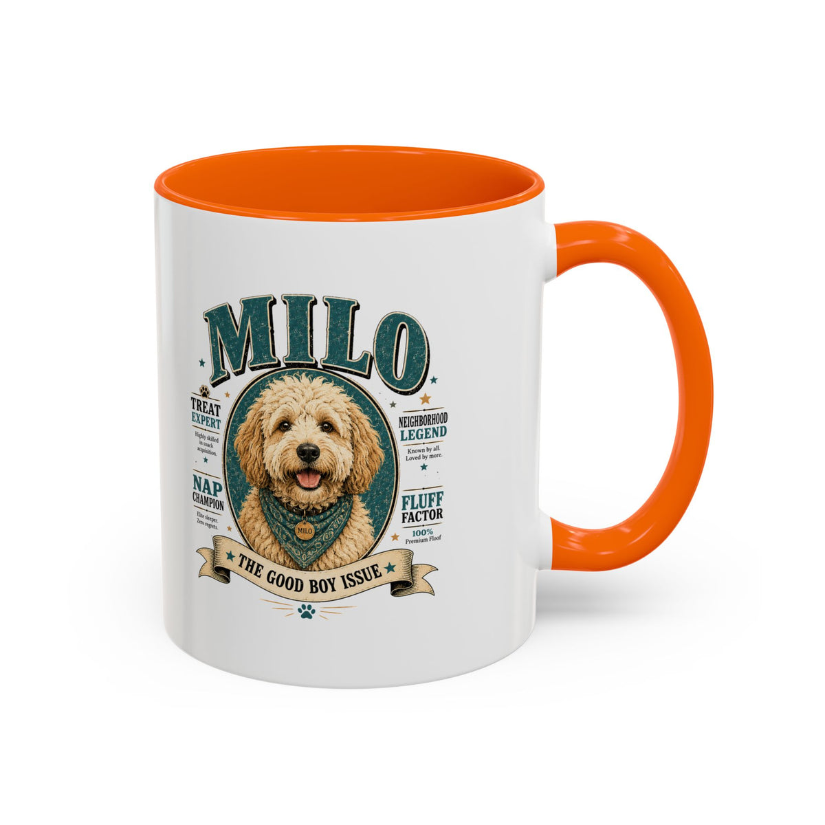 Milo Bailey Dog Dad Mom Milo Personalized Dog Coffee Mug — 'The Good Boy Issue' Accent