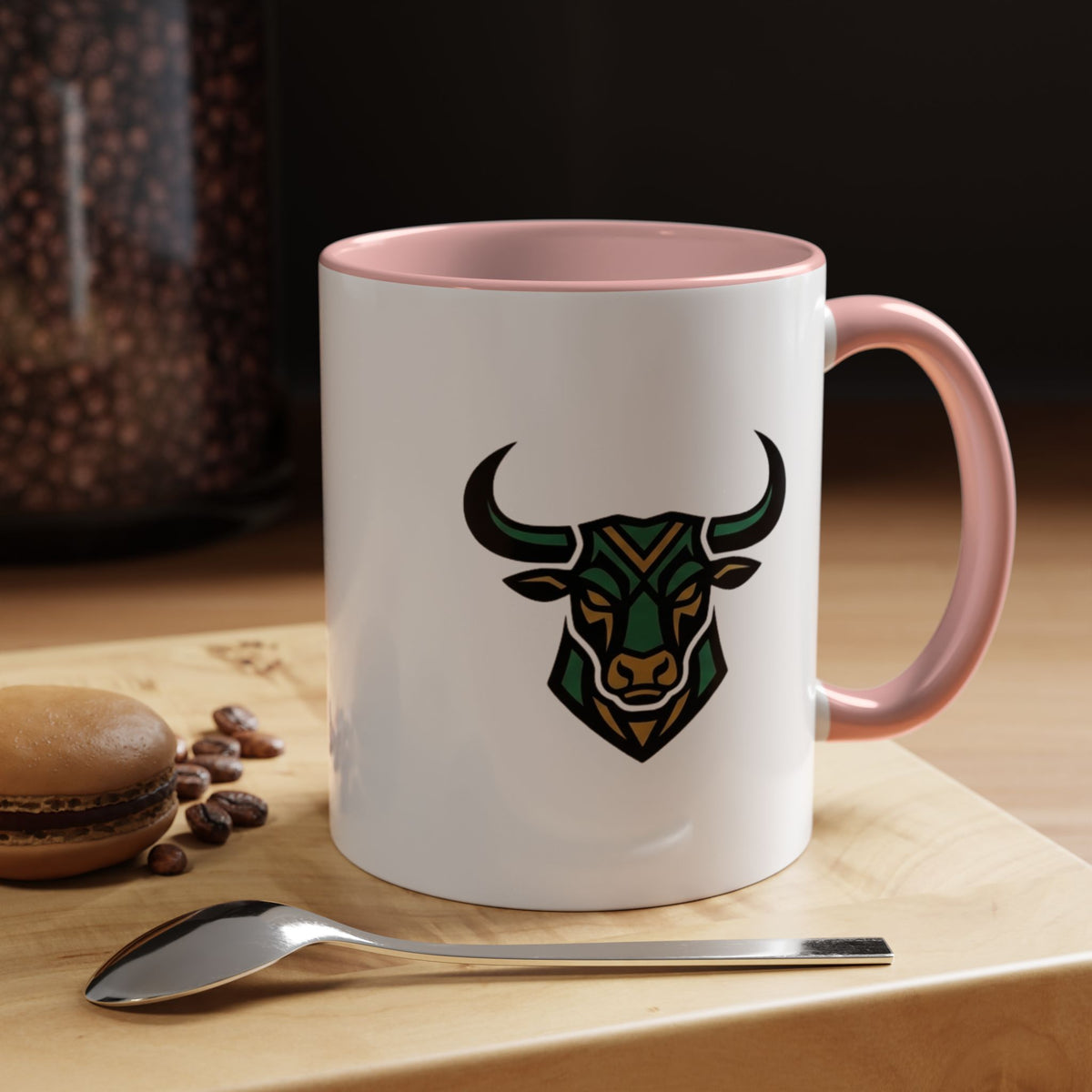 Taurus Geometric Bull Accent Coffee Mug –  Tribal Bull Head Ceramic Mug