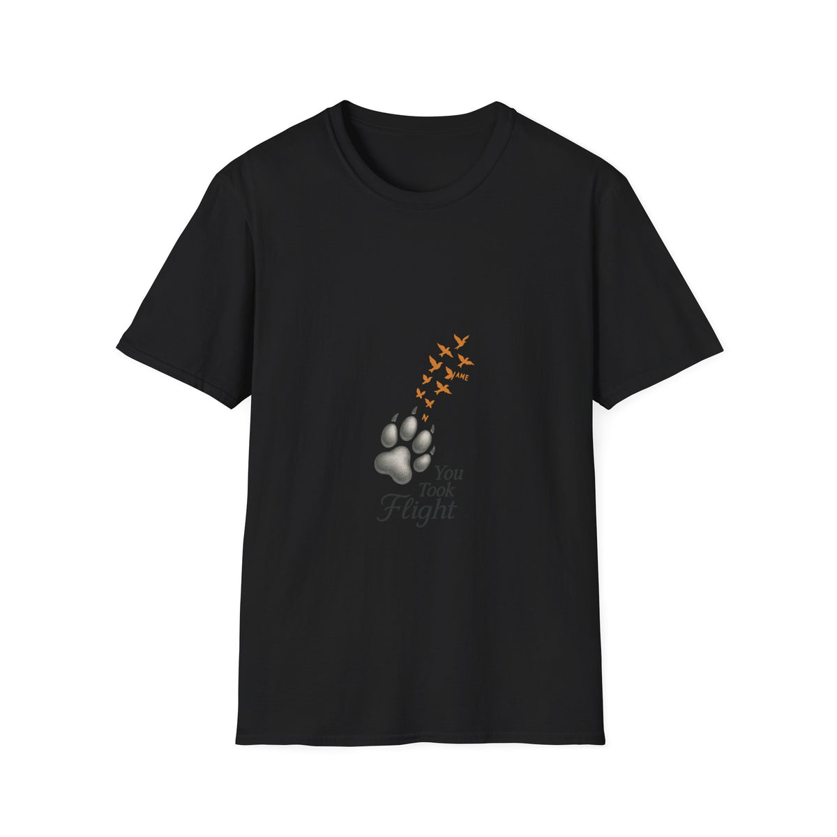 "You Took Flight" Pet Memorial Paw Print Tee - Aesthetic Flying Birds Dog Loss White T-Shirt - Trending Now - September 2026