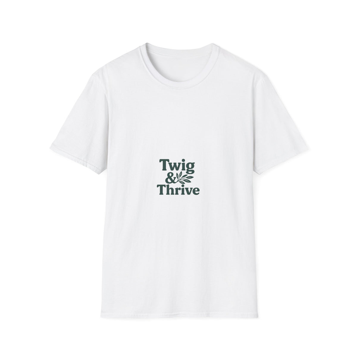 "Twig & Thrive" Minimalist Botanical Tee - Aesthetic Clean Plant Slogan White T-Shirt - Trending Now - September 2026