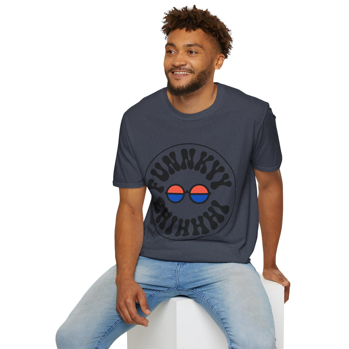 Funky Circle Graphic T-Shirt — Retro Smiley Sunglasses Tee - Trending Now - August 2026