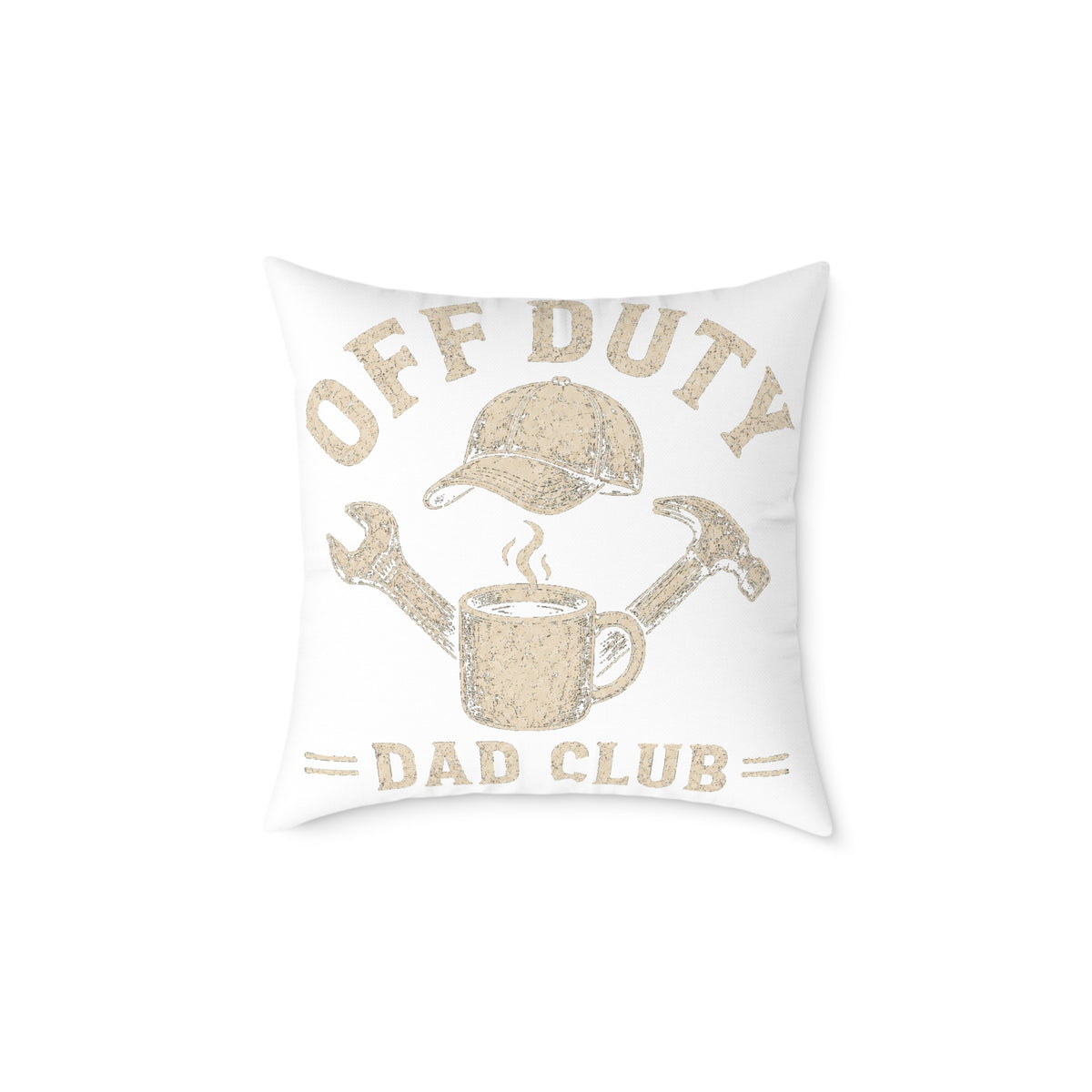Off Duty Dad Club Throw Pillow  Milo Bailey Dog Dad Mom— Rustic Coffee & Tools Decorative Pillow