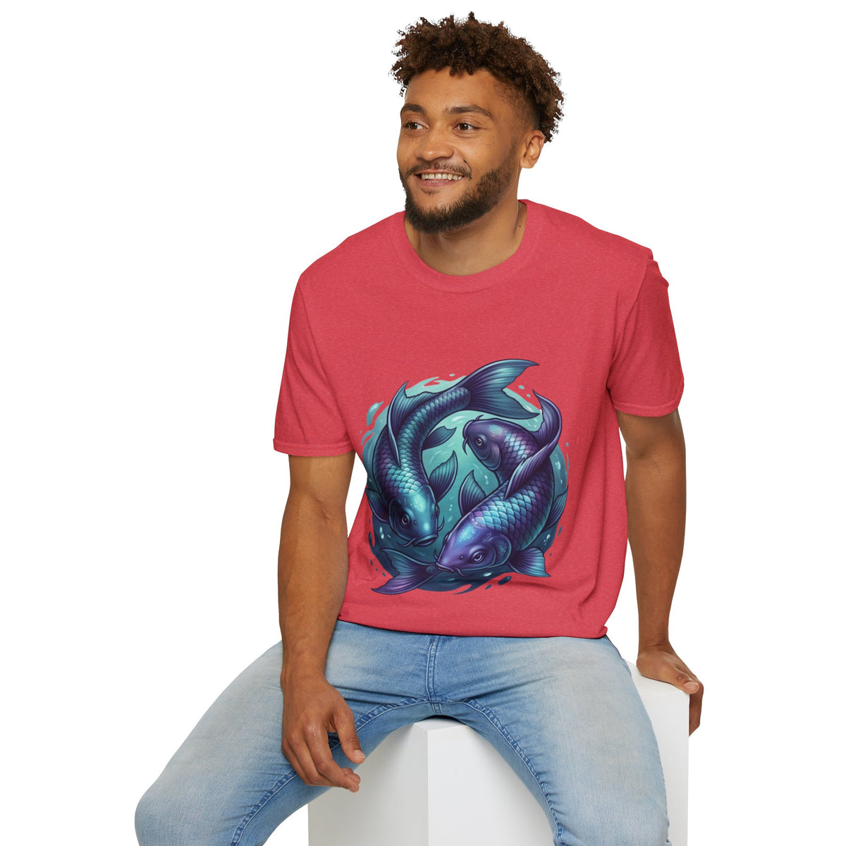 Koi Fish Circle T-Shirt — Artistic Yin Yang Aquatic Tee