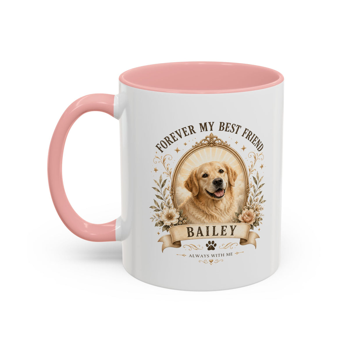 Milo Bailey Dog Dad Mom Personalized Dog Coffee Mug – "Forever My Best Friend" Golden Retriever Memorial Accent Mug