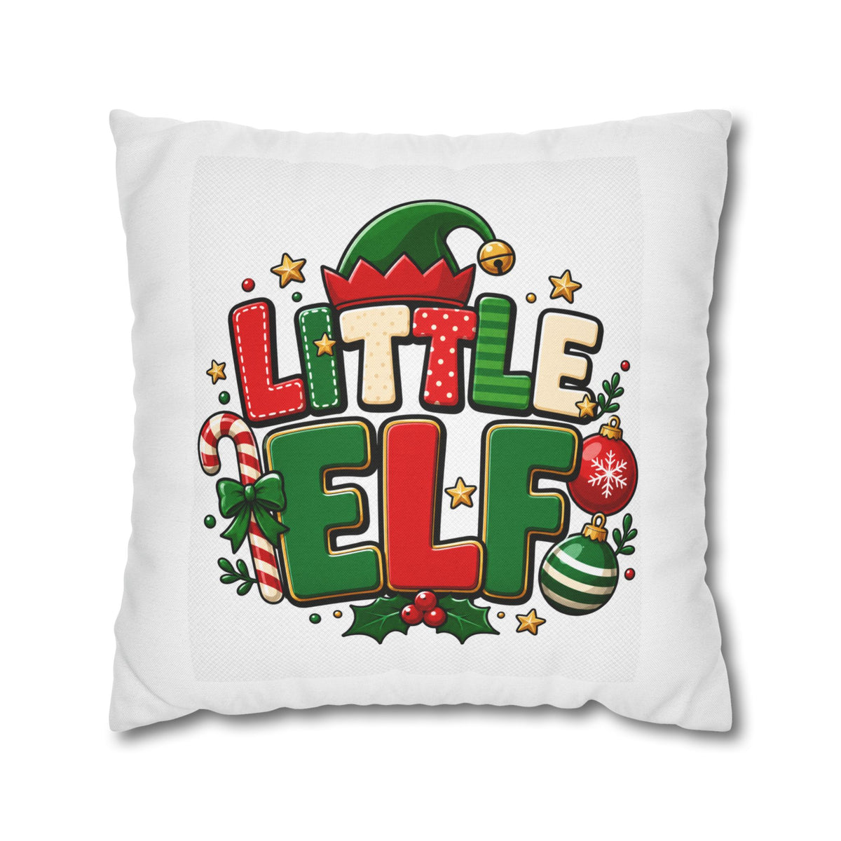 Little Elf Christmas Pillowcase — Cute Holiday Kids Decorative Pillow Cover