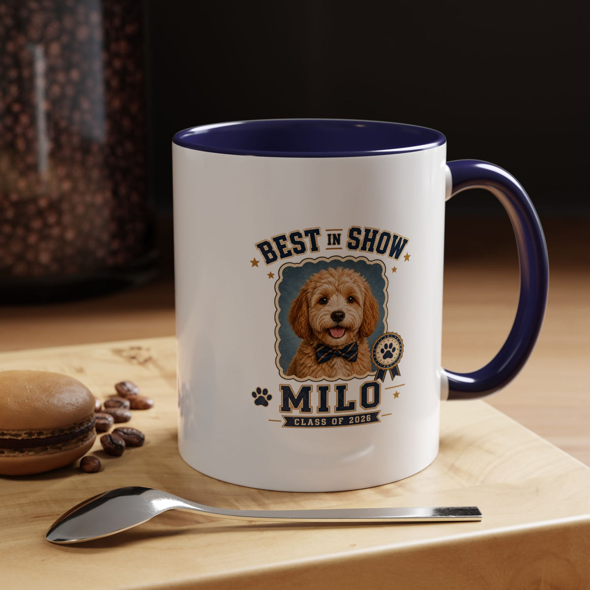 Milo Bailey Dog Dad Mom Best in Show Milo Personalized Dog Coffee Mug — Custom Pet Name Accent Mug