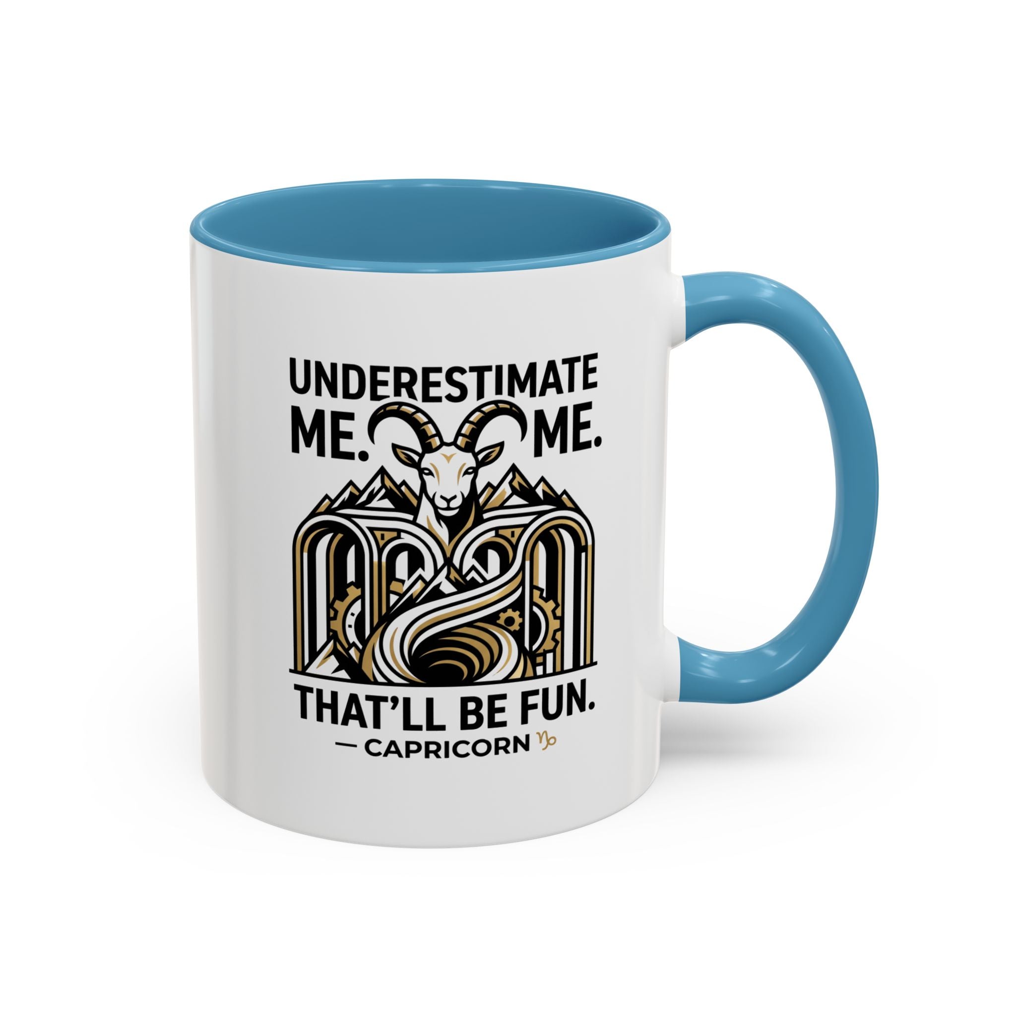 Capricorn Coffee Mug — "Underestimate Me. That'll Be Fun." Zodiac Accent Mug (11/15oz)