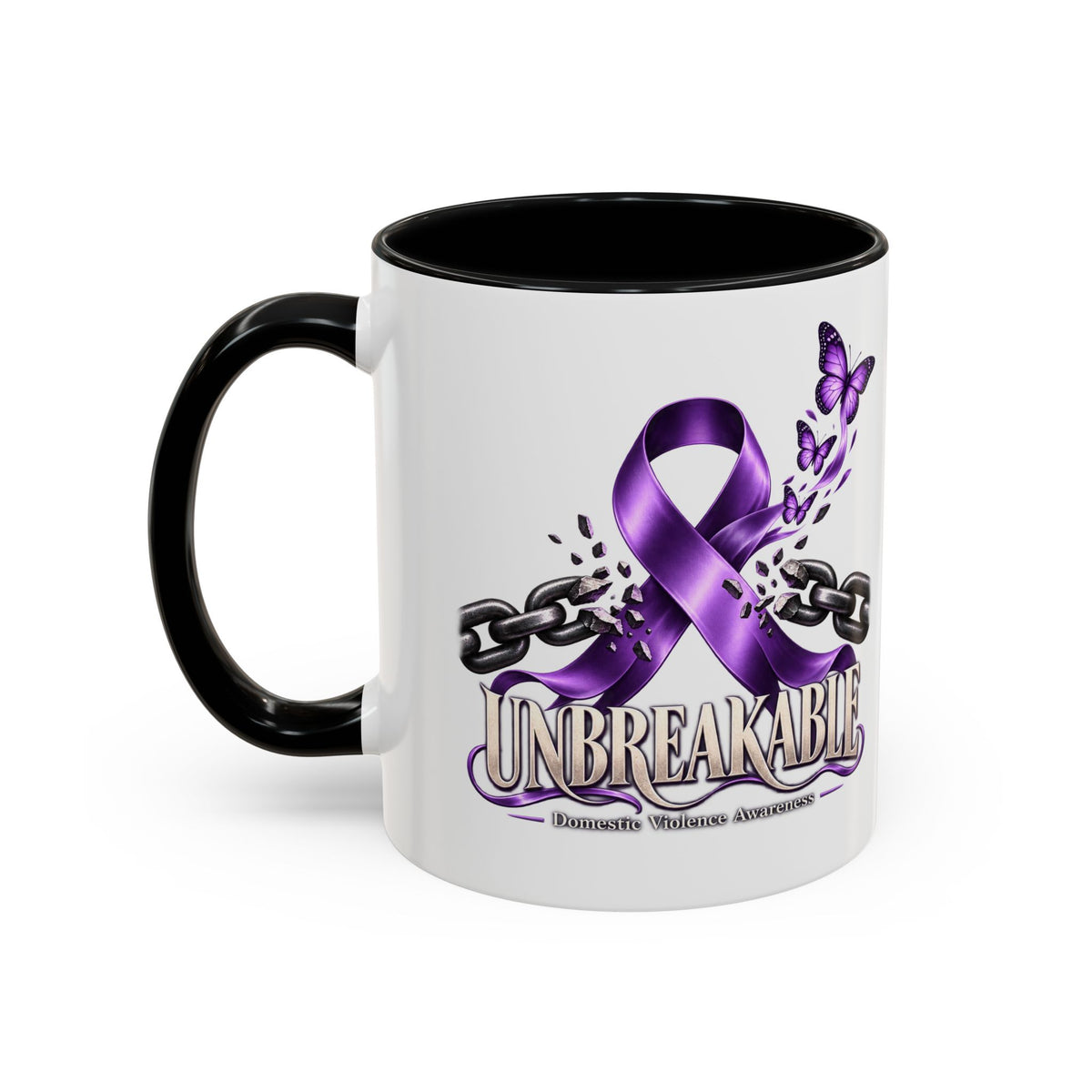 Unbreakable Purple Ribbon Coffee Mug —Domestic Violence Awareness Support Accent Mug