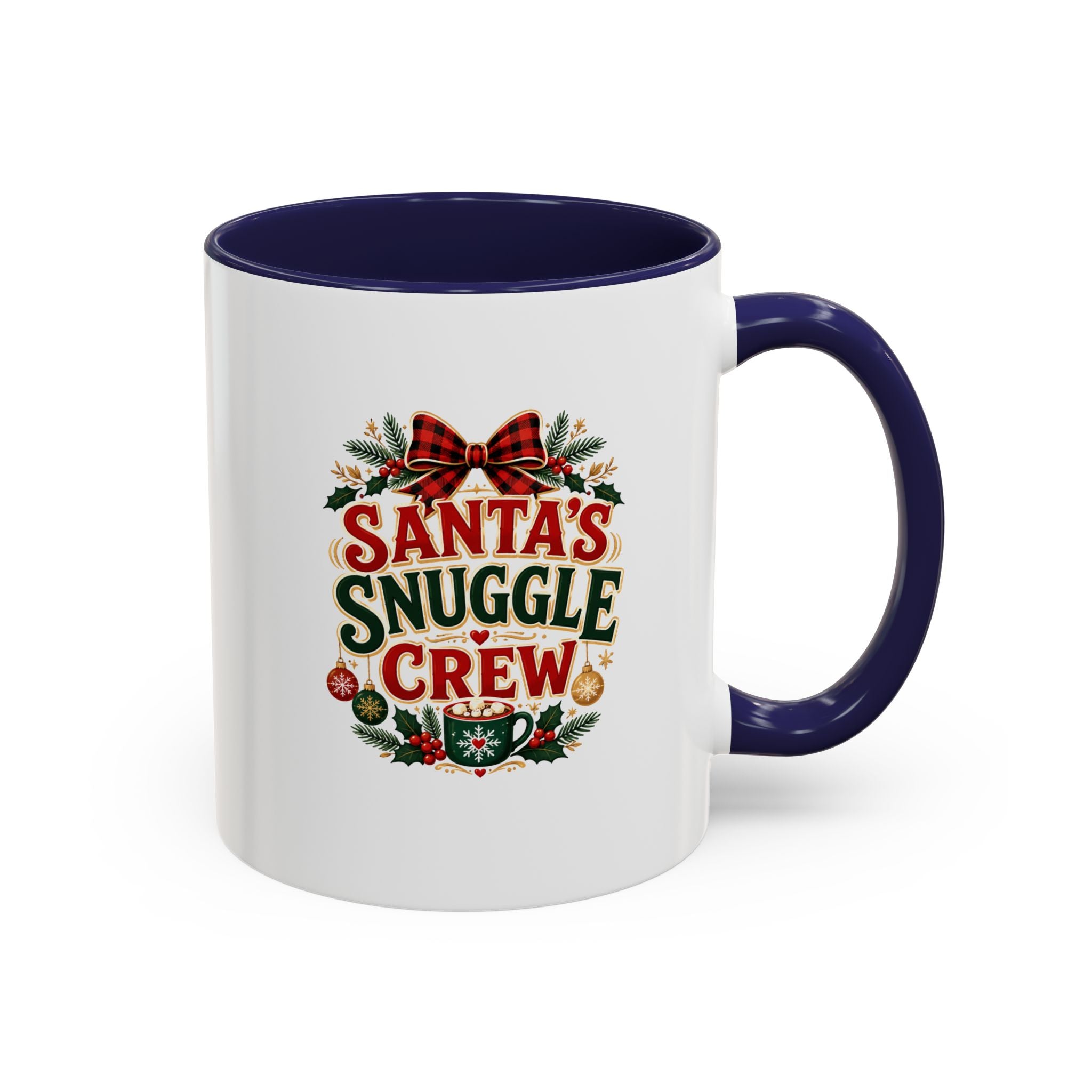 Santa’s Snuggle Crew Accent Coffee Mug — Holiday Christmas Cocoa Cup