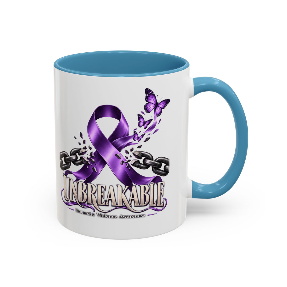 Unbreakable Purple Ribbon Coffee Mug —Domestic Violence Awareness Support Accent Mug