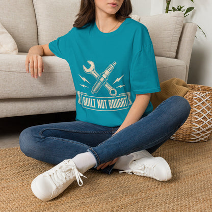 Built Not Bought T-Shirt — Vintage Mechanic Spark Plug & Wrench Tee for DIY Car Enthusiasts
