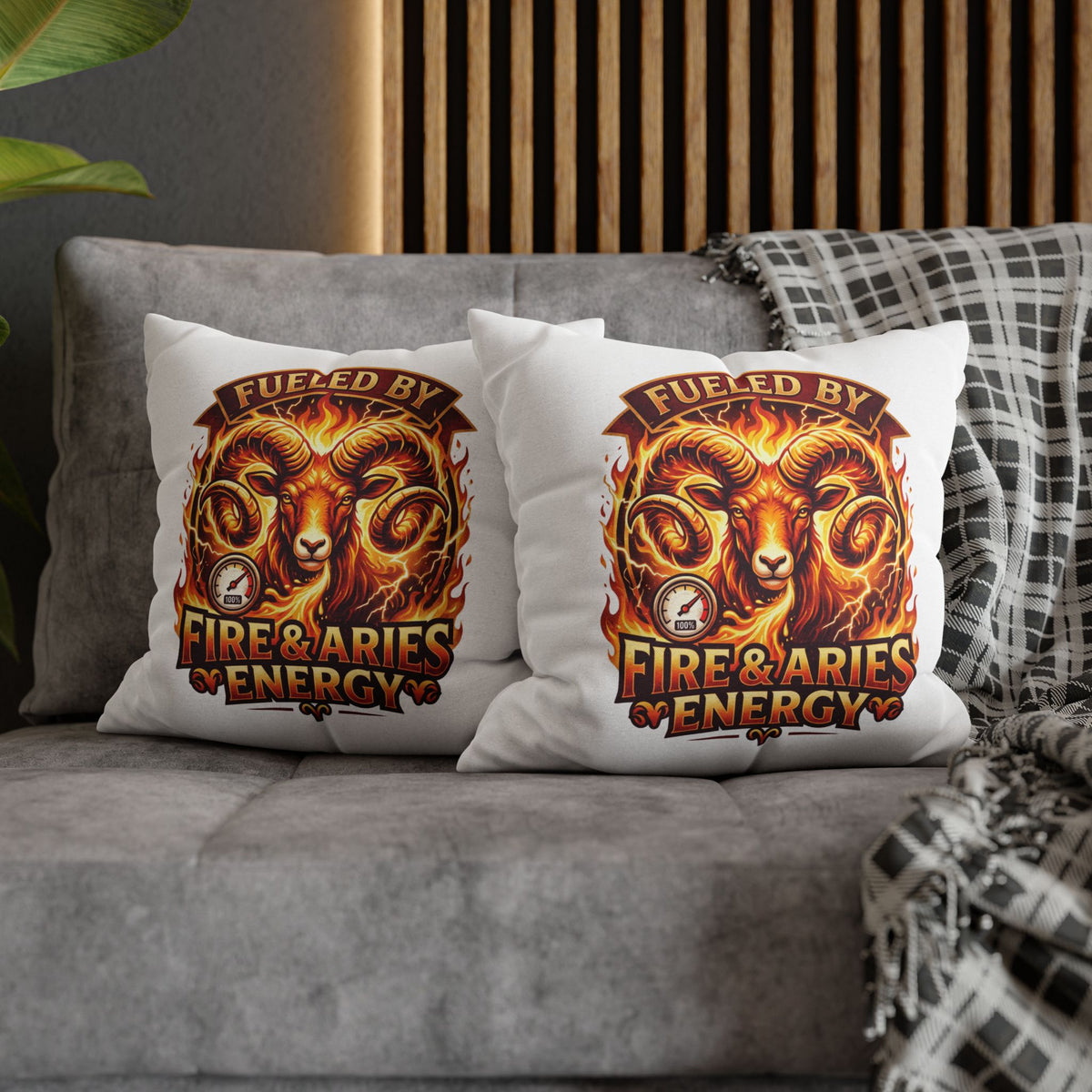Aries Pillowcase Aries Ram Pillow — "Fueled by Fire & Aries Energy" Decorative Throw Pillow