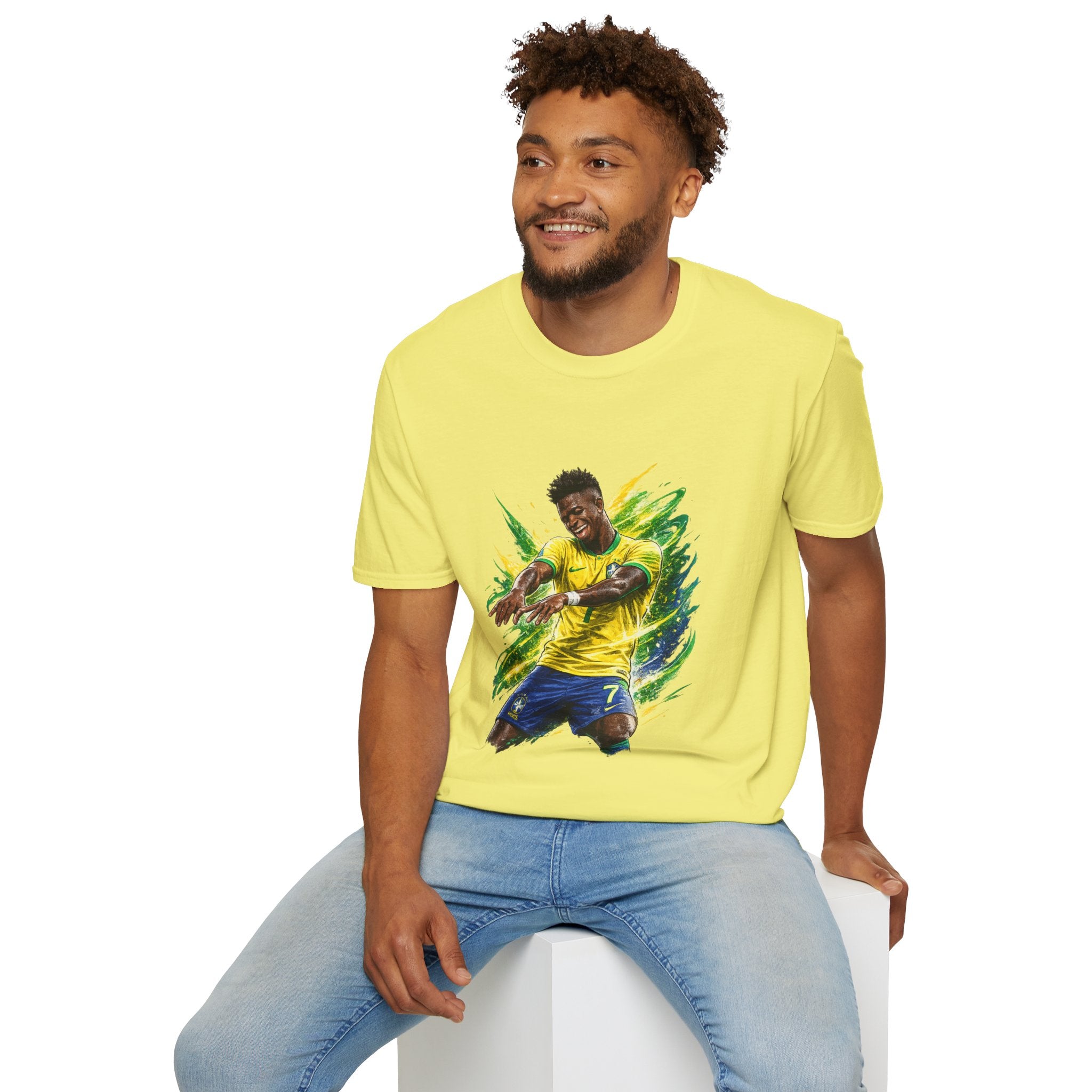 Brazil  Soccer Celebration T-Shirt — Brazilian Football Player Artwork