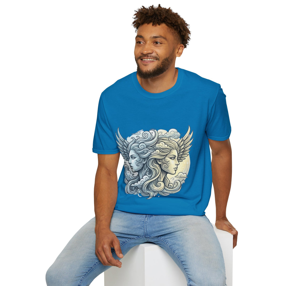 Mythic Moon & Sun Faces T-Shirt — Celestial Duality Graphic Tee