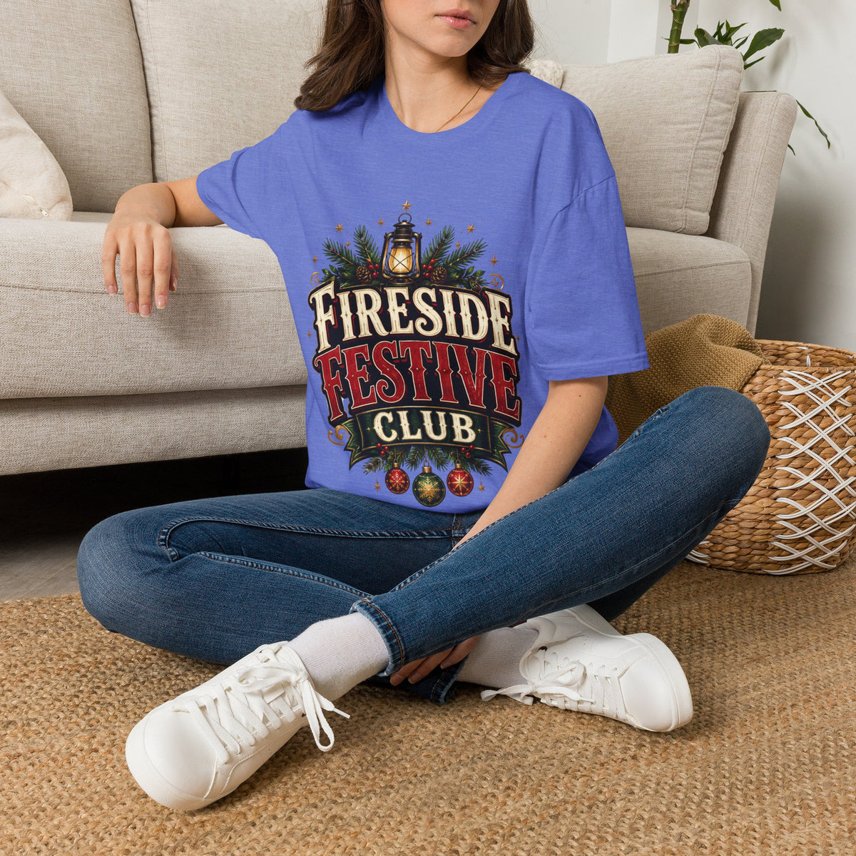 Fireside Festive Club T-Shirt — Cozy Holiday Lantern Graphic Tee