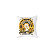 Childhood Cancer Awareness Pillow — “Be the Light for Brighter Tomorrows” Square Throw Pillow