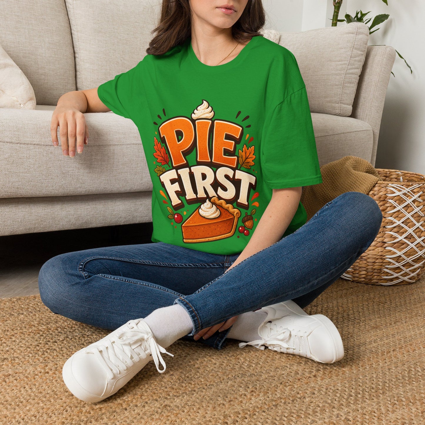 Pie First T-Shirt — Funny Thanksgiving Pumpkin Pie Graphic Tee