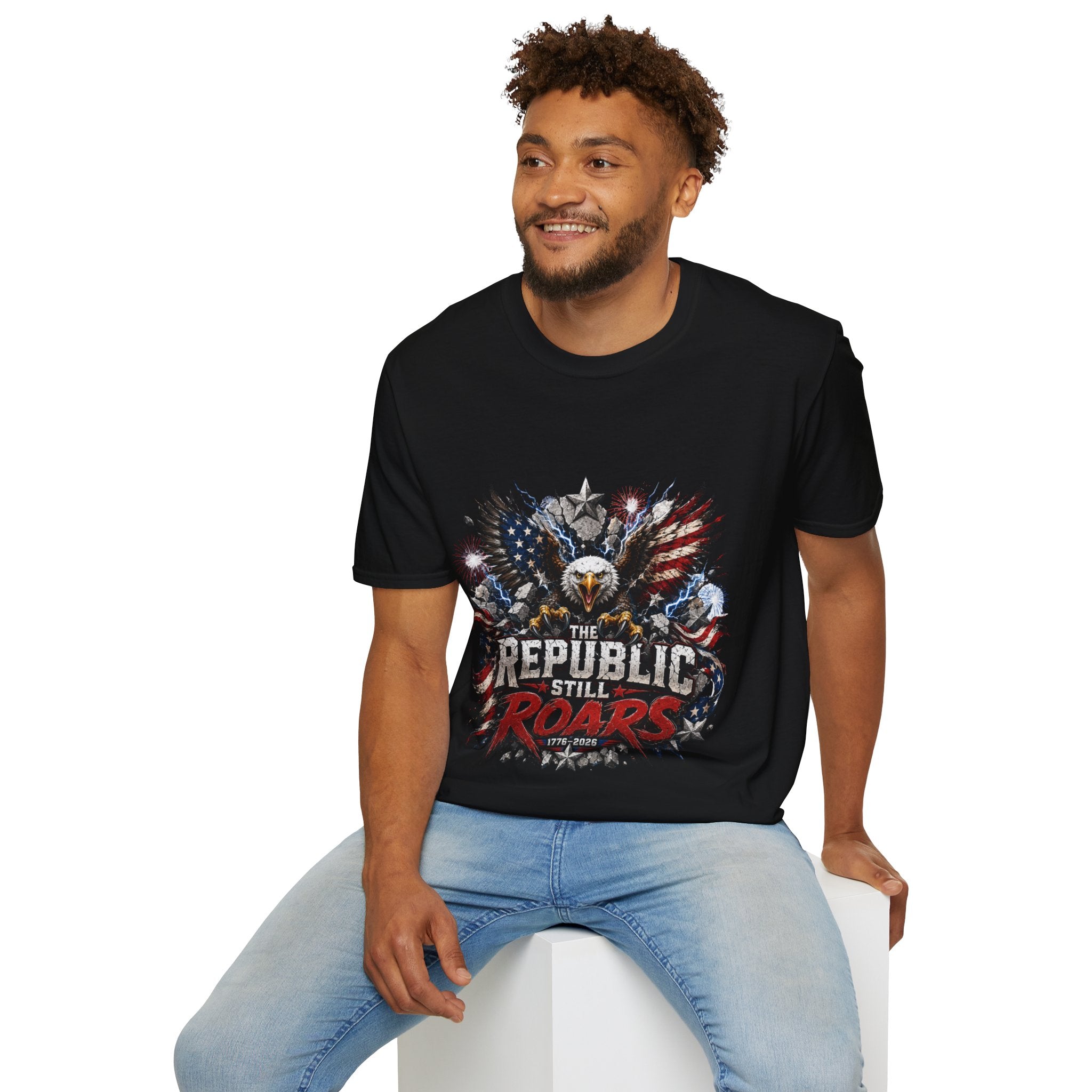 Patriotic Eagle T-Shirt — "The Republic Still Roars" | American Flag Graphic