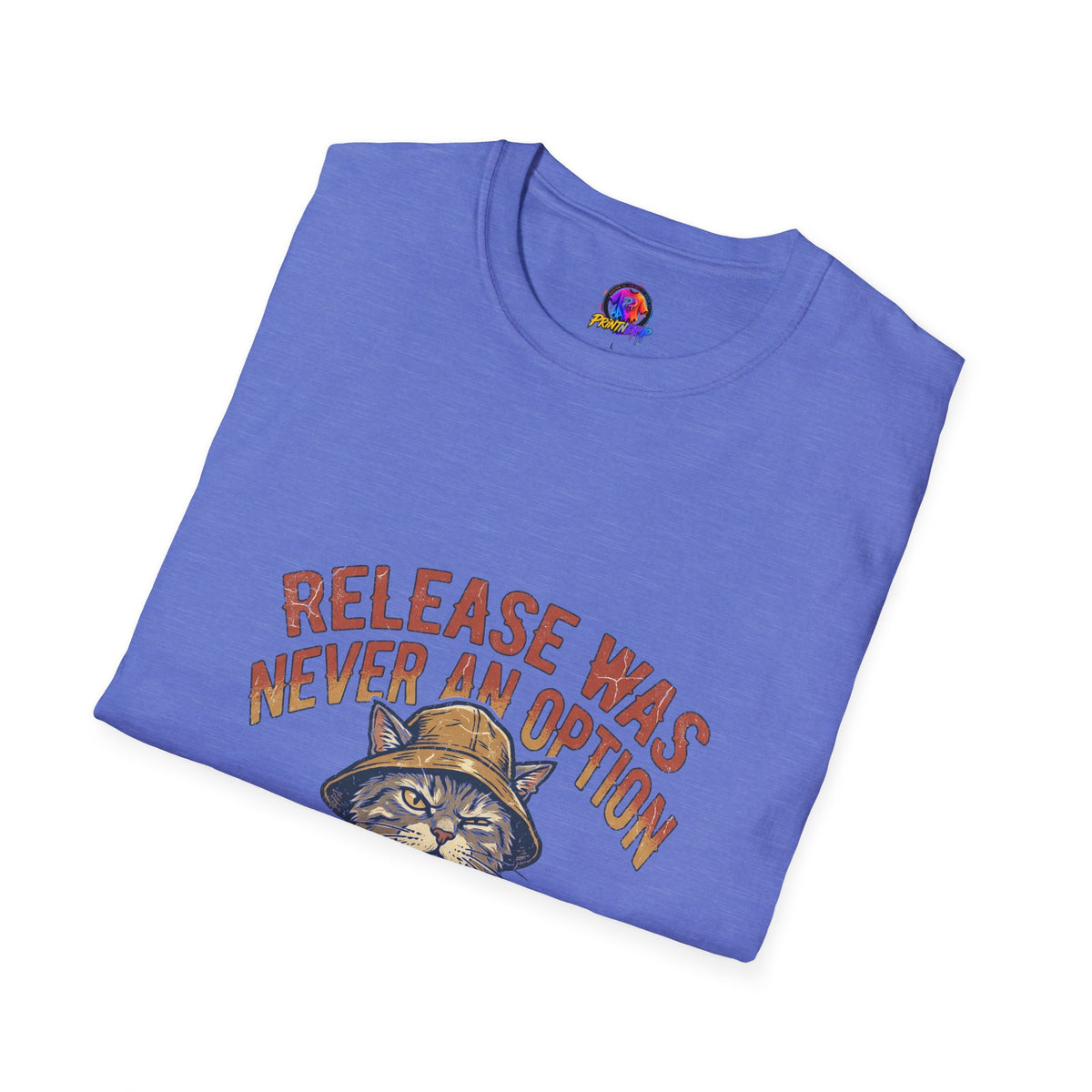 Funny And Witty Fishing Cat T-Shirt – "Release Was Never An Option" Vintage Angler Tee