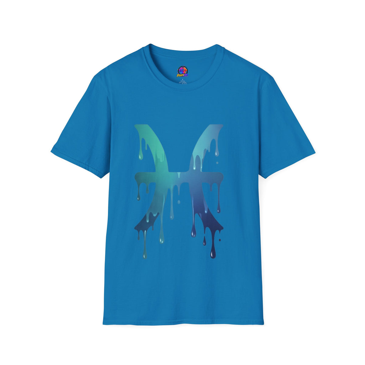 Pisces Drip Zodiac T-Shirt — Blue Gradient Astrological Tee