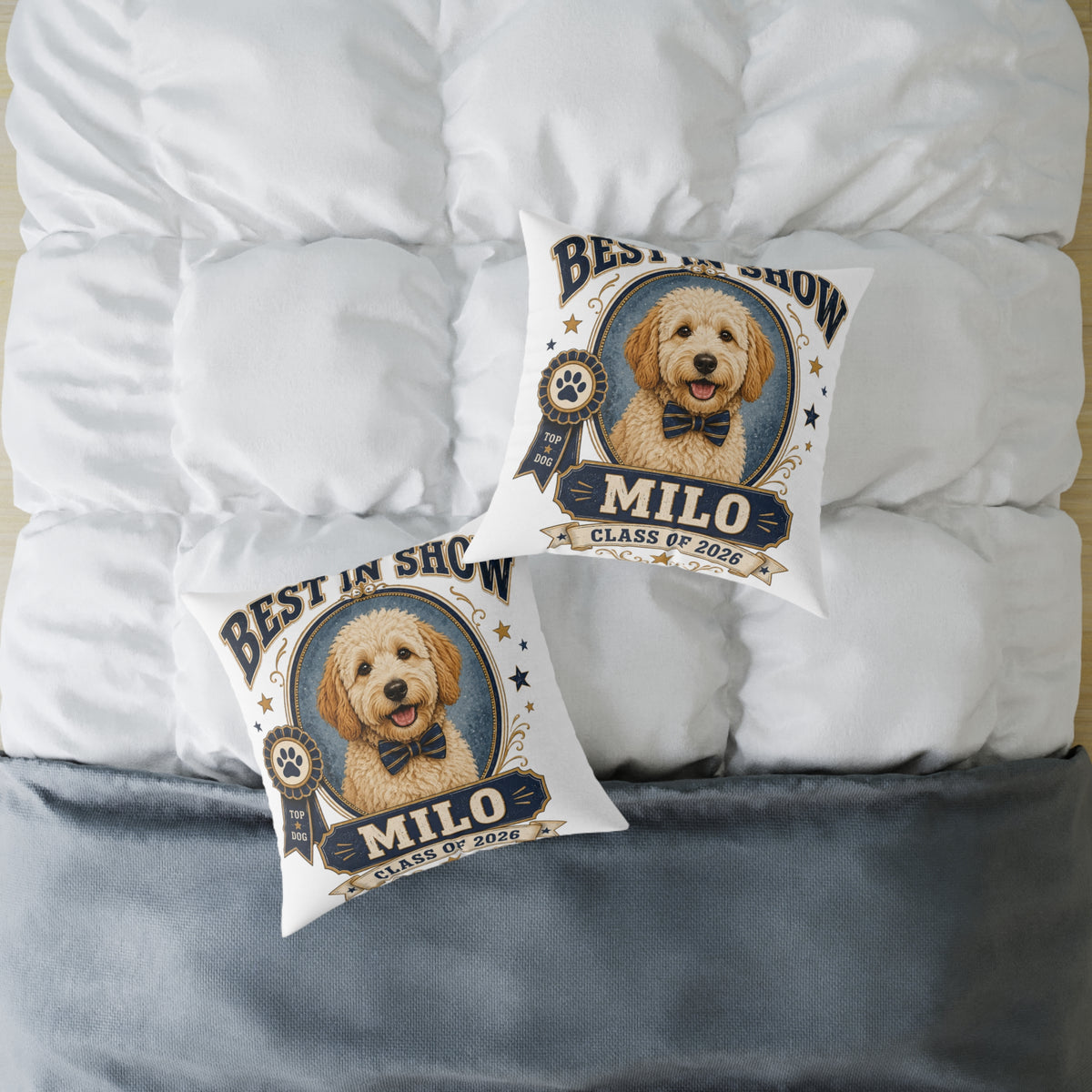 Best in Show Personalized Dog Pillow  Milo Bailey Dog Dad Mom– 'Milo' Class of 2026 Pet Decor