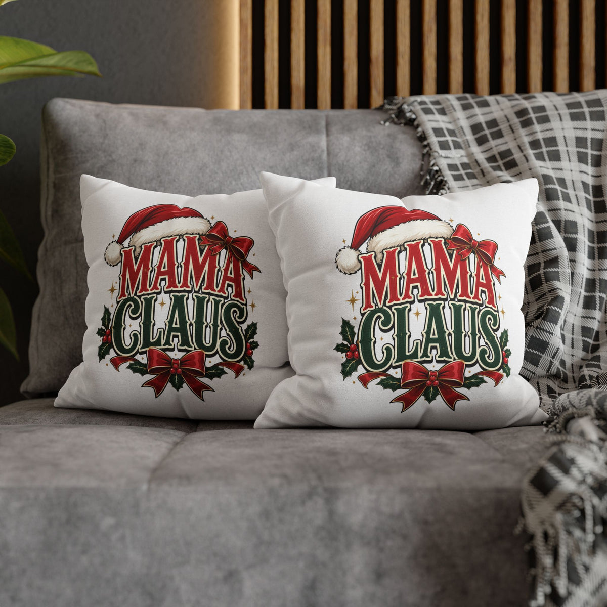 Christmas Mama Claus Holiday Throw Pillowcase — Christmas Decorative Square Pillow Cover