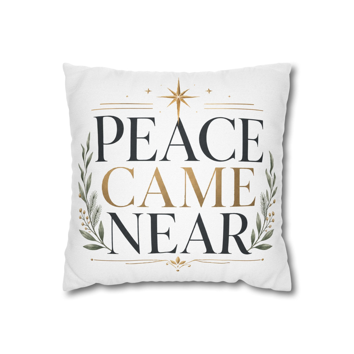 Christmas Peace Came Near Square Pillow — Christmas Holiday Decorative Throw Pillowcase