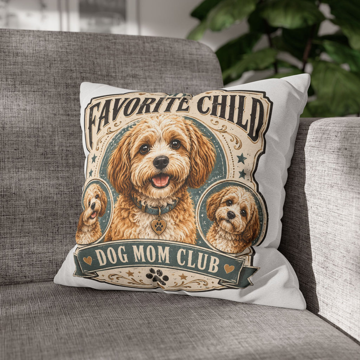 Dog Mom Pillowcase Milo Bailey Dog Dad Mom — "My Favorite Child" Spun Polyester Decorative Pillowcase