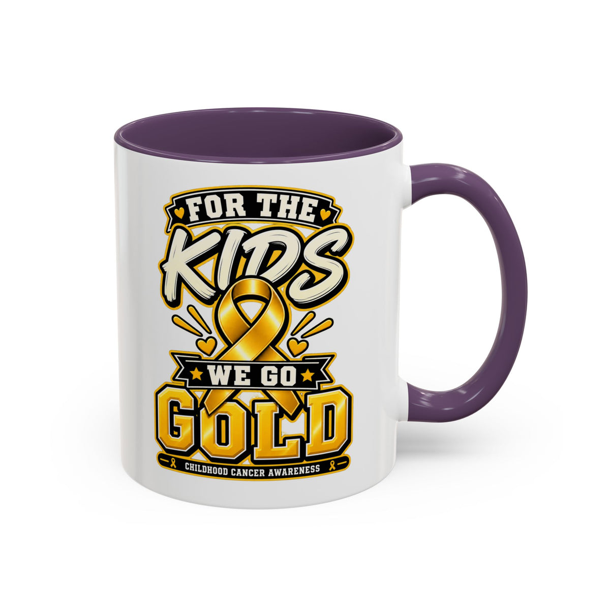 For The Kids We Go Gold Accent Coffee Mug — Childhood Cancer Awareness 11/15oz