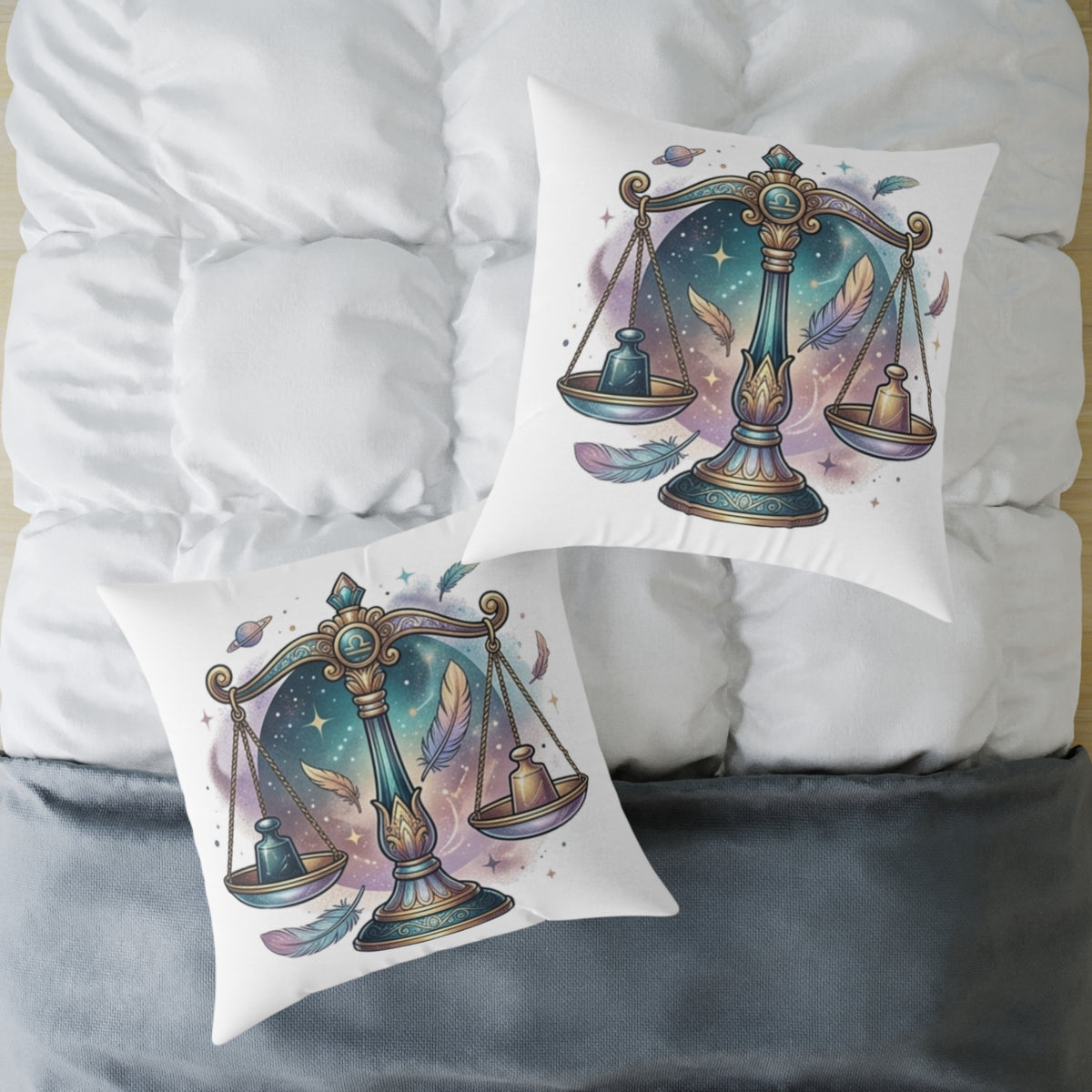 Balance Libra Zodiac Pillow  Astrological Square Poly Canvas Pillow