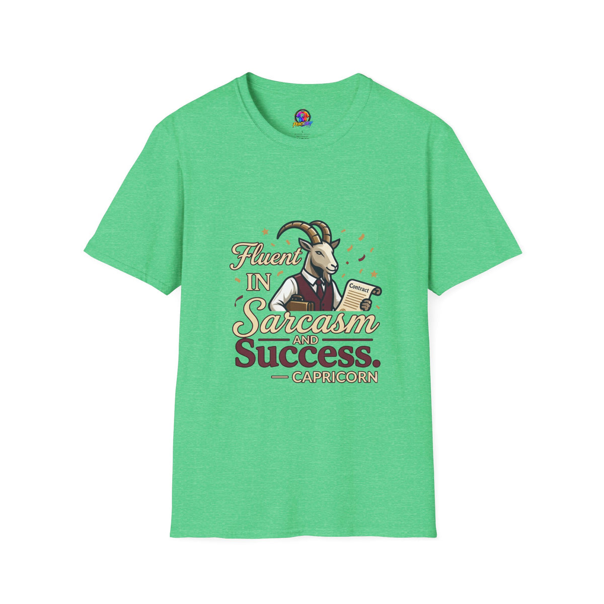 Capricorn Goat Graphic T-Shirt — "Fluent in Sarcasm & Success" Zodiac Tee