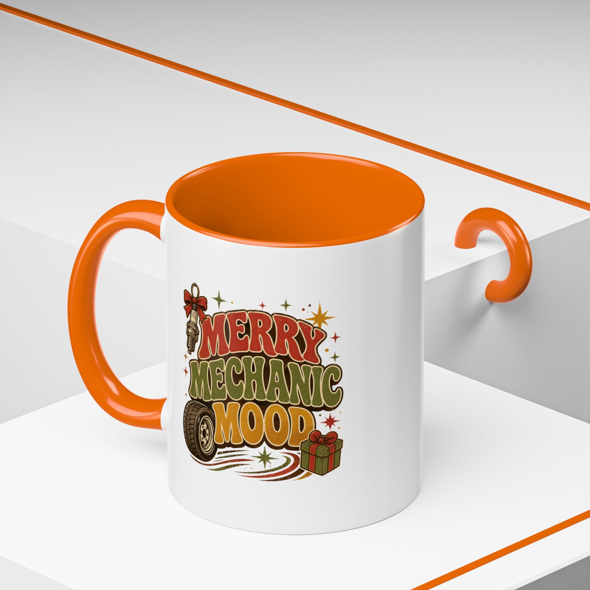 Modern Day Christmas Merry Mechanic Mood Coffee Mug — Holiday Auto Mechanic Gift
