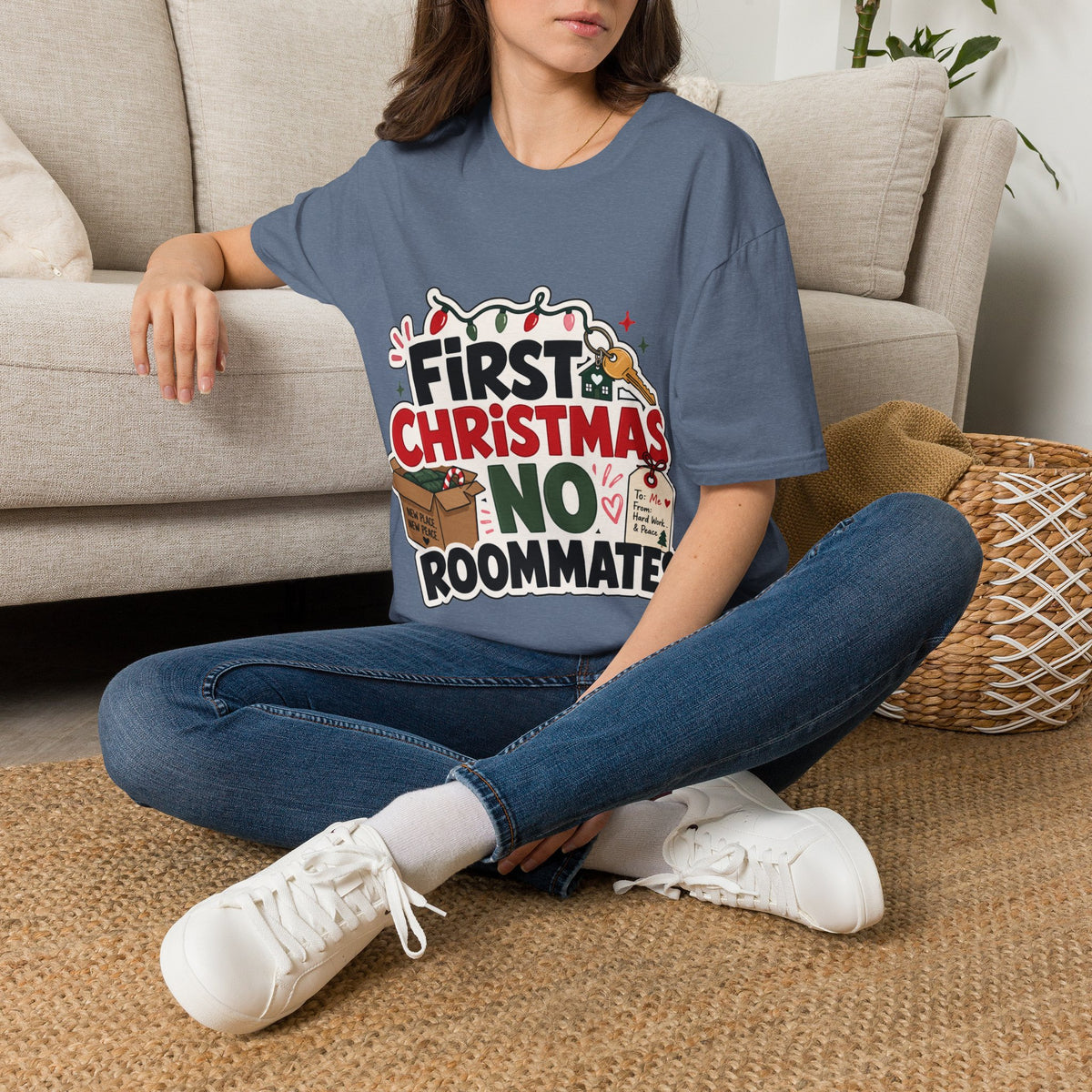 First Christmas No Roommates T-Shirt — Funny Holiday New Home Tee