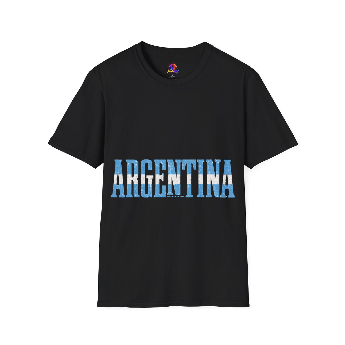 Argentina Stencil Tee — Horizontal Blue Text Argentina T-Shirt