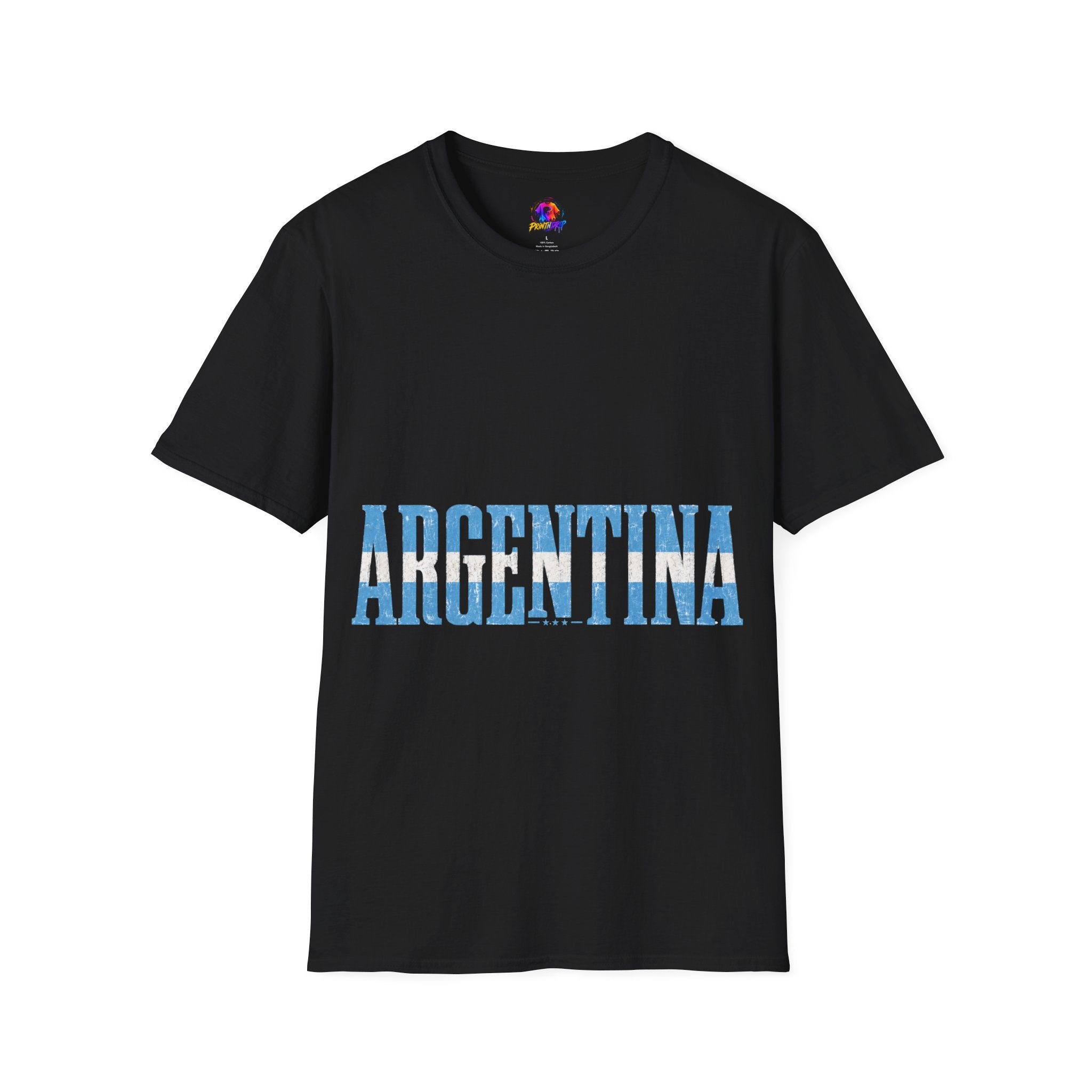 Argentina Stencil Tee — Horizontal Blue Text Argentina T-Shirt