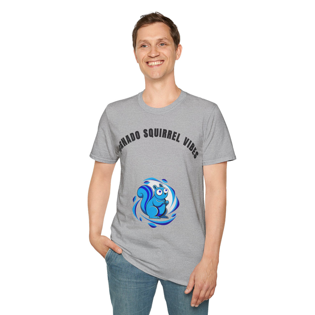 T-Shirt — "Tornado Squirrel Vibes" Graphic Tee | Cute Whimsical Squirrel Swirl Design - Trending Now - September 2026