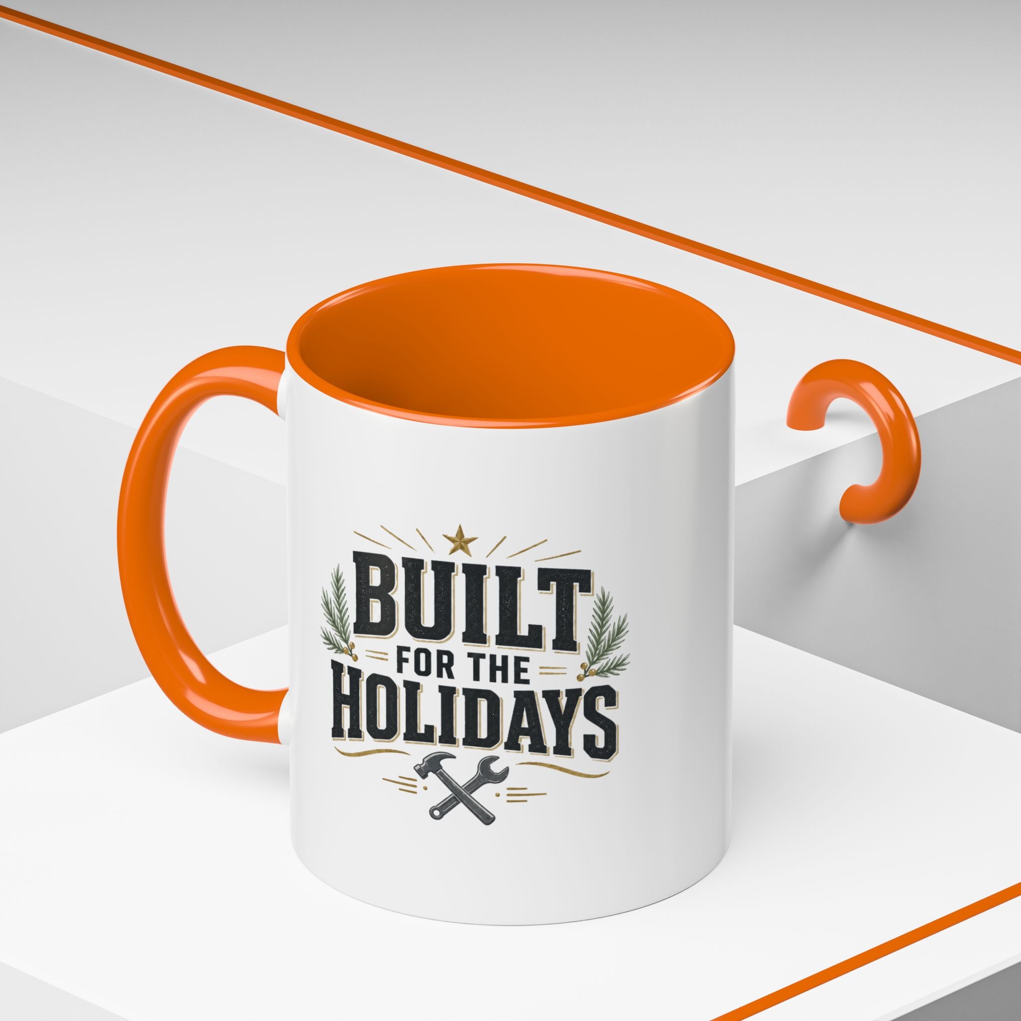 Christmas Built for the Holidays Accent Coffee Mug – Holiday Workshop Coffee Cup