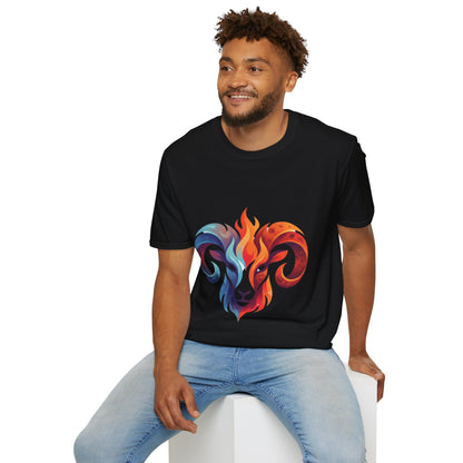 Ram Head Flame Graphic T-Shirt — Bold Aries Zodiac Tee