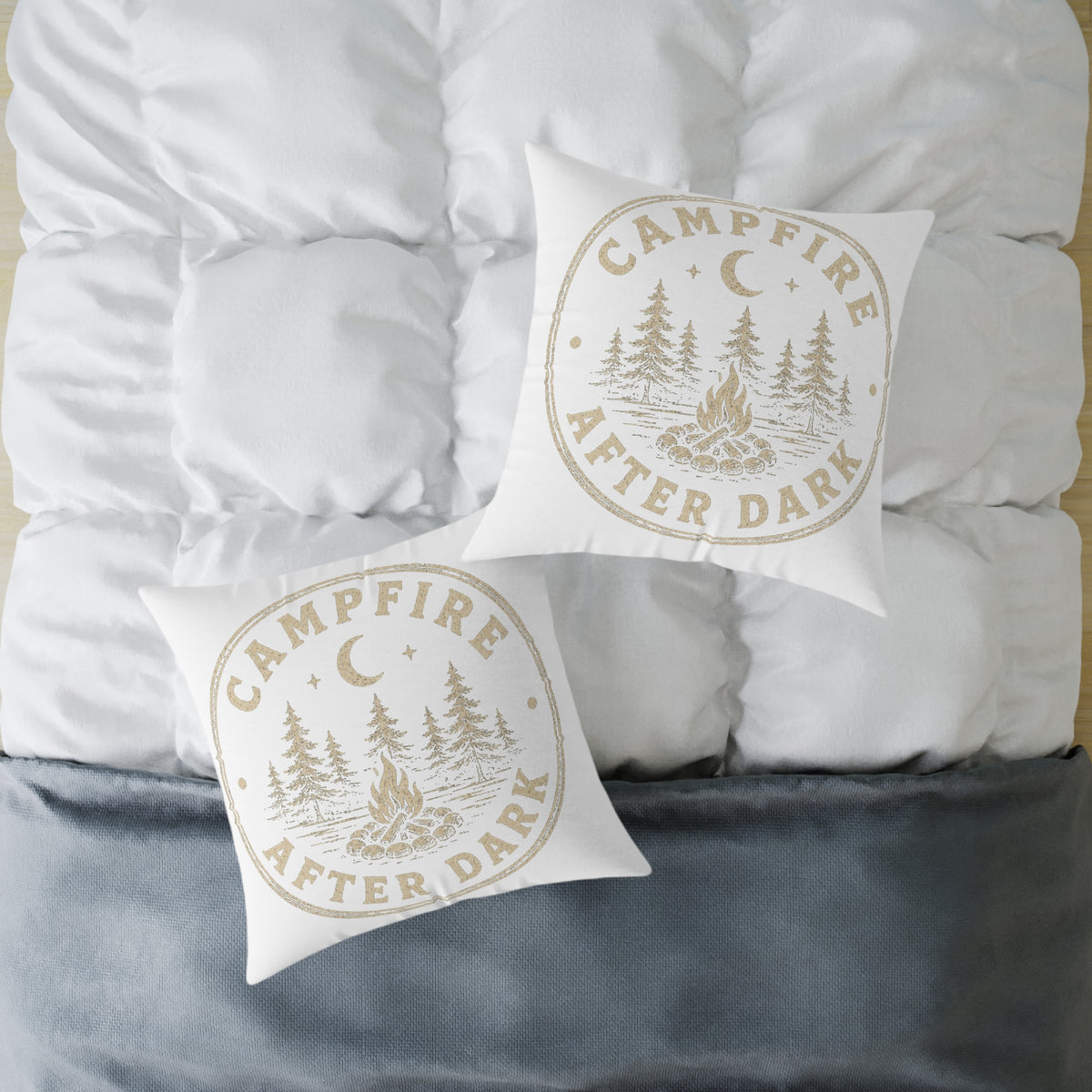 Campfire After Dark Throw Pillow Milo Bailey Dog Dad Mom — Outdoor Camping Decorative Pillow