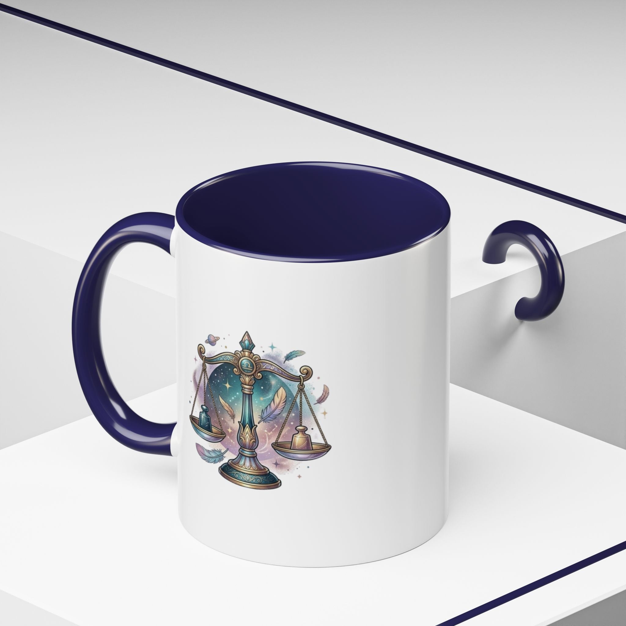 Libra Zodiac Scales Accent Coffee Mug — Astrology Constellation Gift