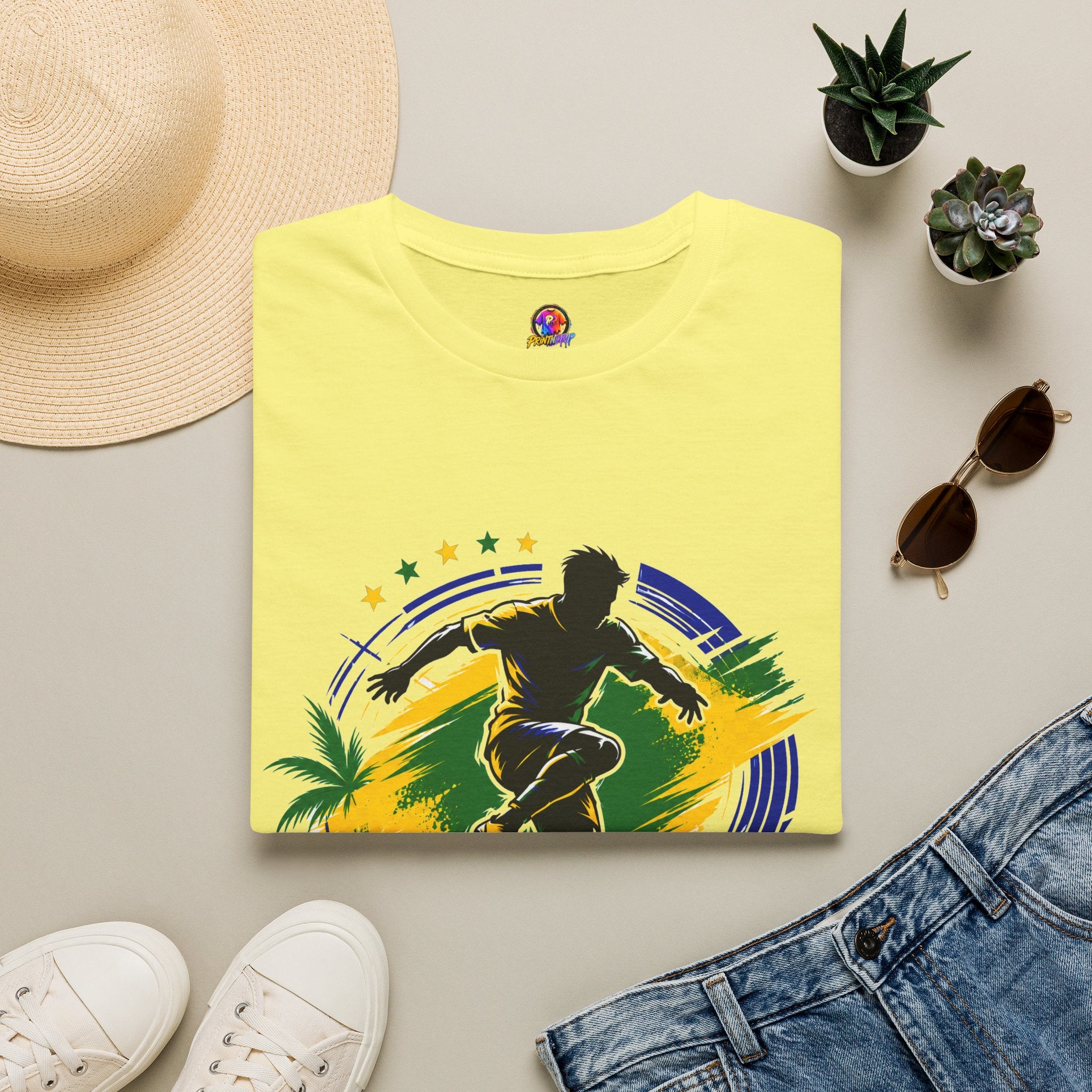 Brazil  Samba Strike Soccer T-Shirt — Brazilian Football Player Graphic Tee