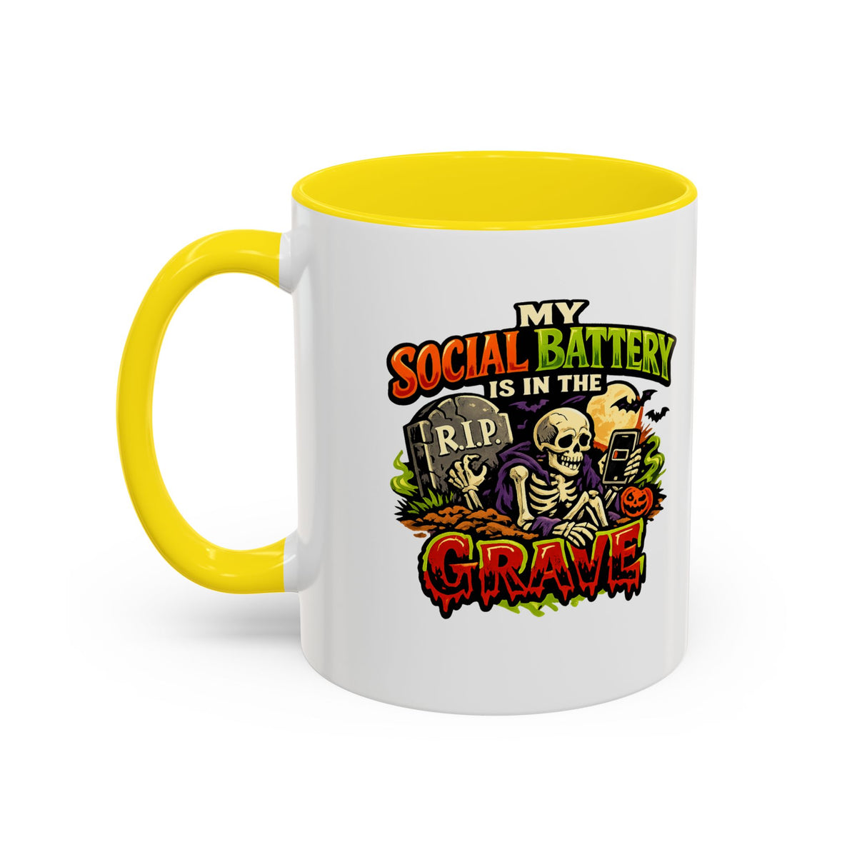 Halloween  Social Battery Is Low Accent Coffee Mug