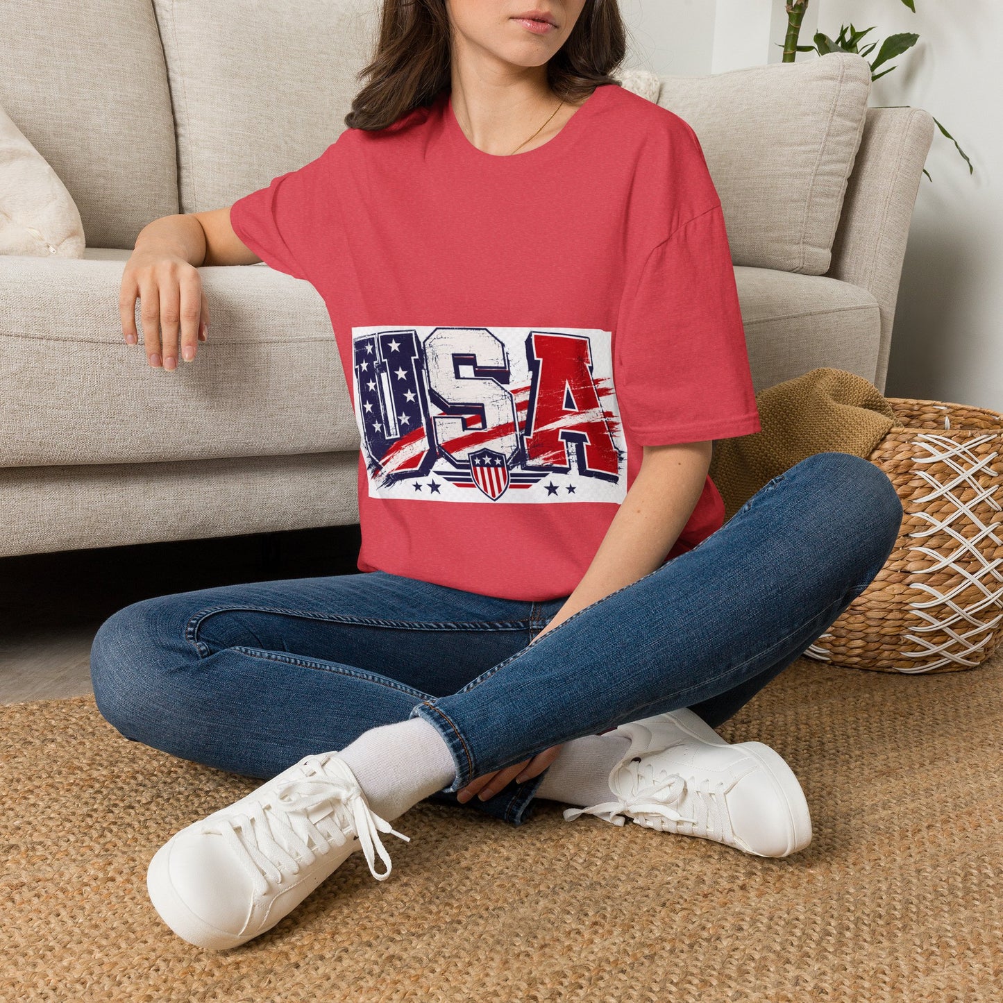 USA Flag Graphic T-Shirt — Patriotic Red White & Blue Tee
