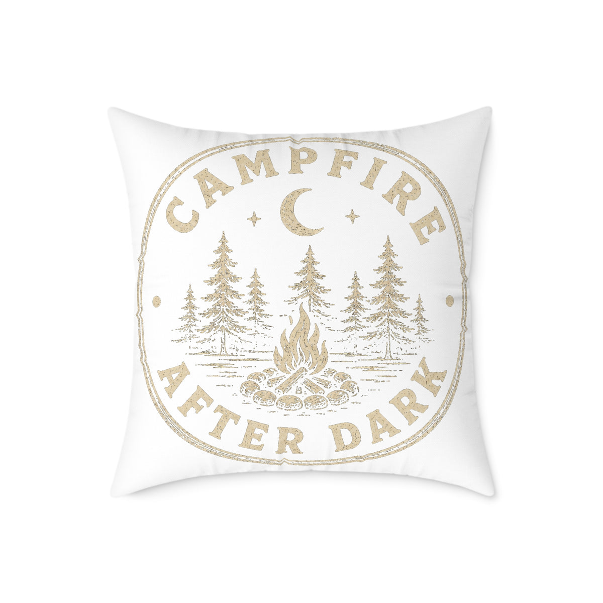 Campfire After Dark Throw Pillow Milo Bailey Dog Dad Mom — Outdoor Camping Decorative Pillow