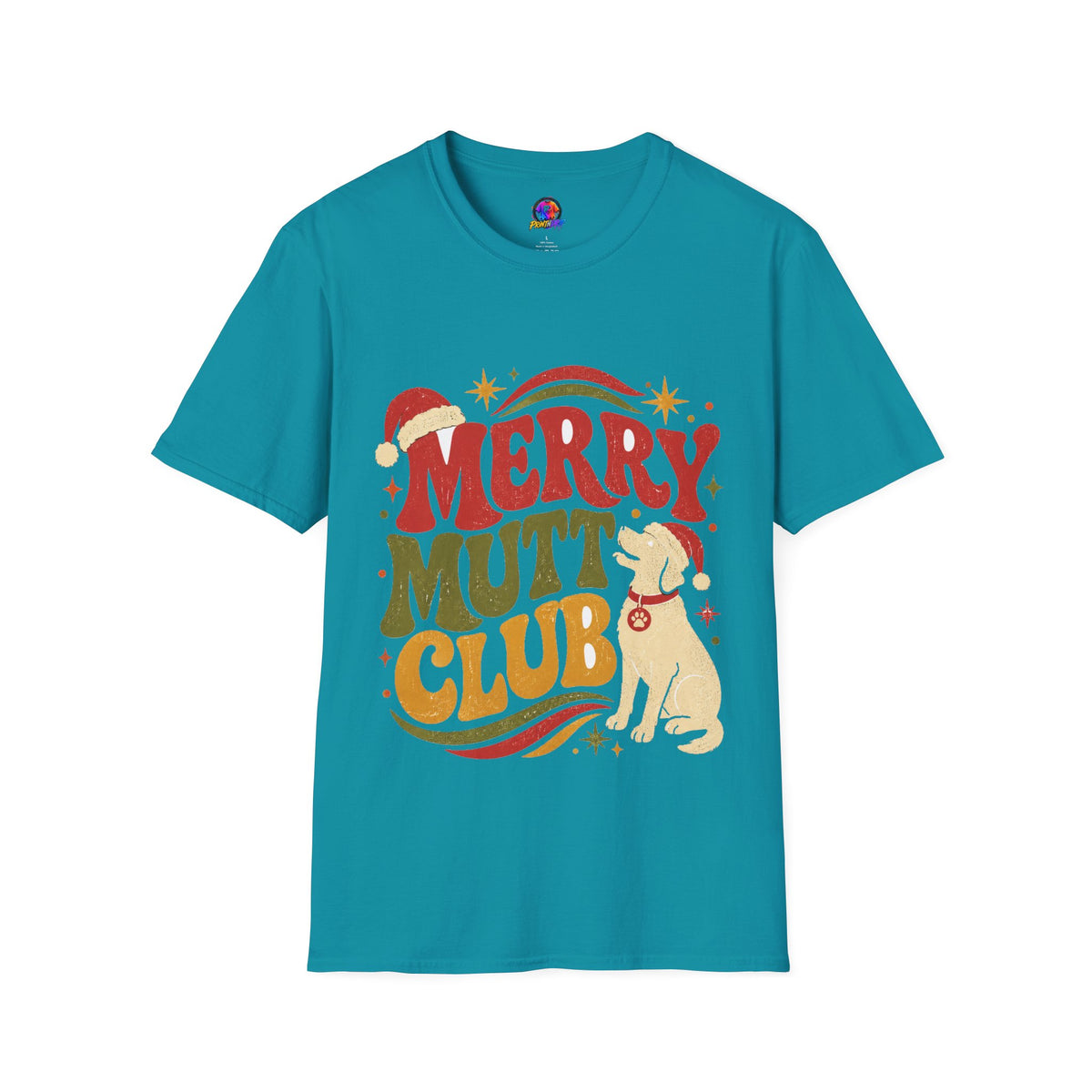 Merry Mutt Club T-Shirt — Retro Christmas Dog Lover Tee