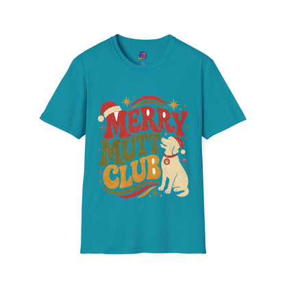 Merry Mutt Club T-Shirt — Retro Christmas Dog Lover Tee