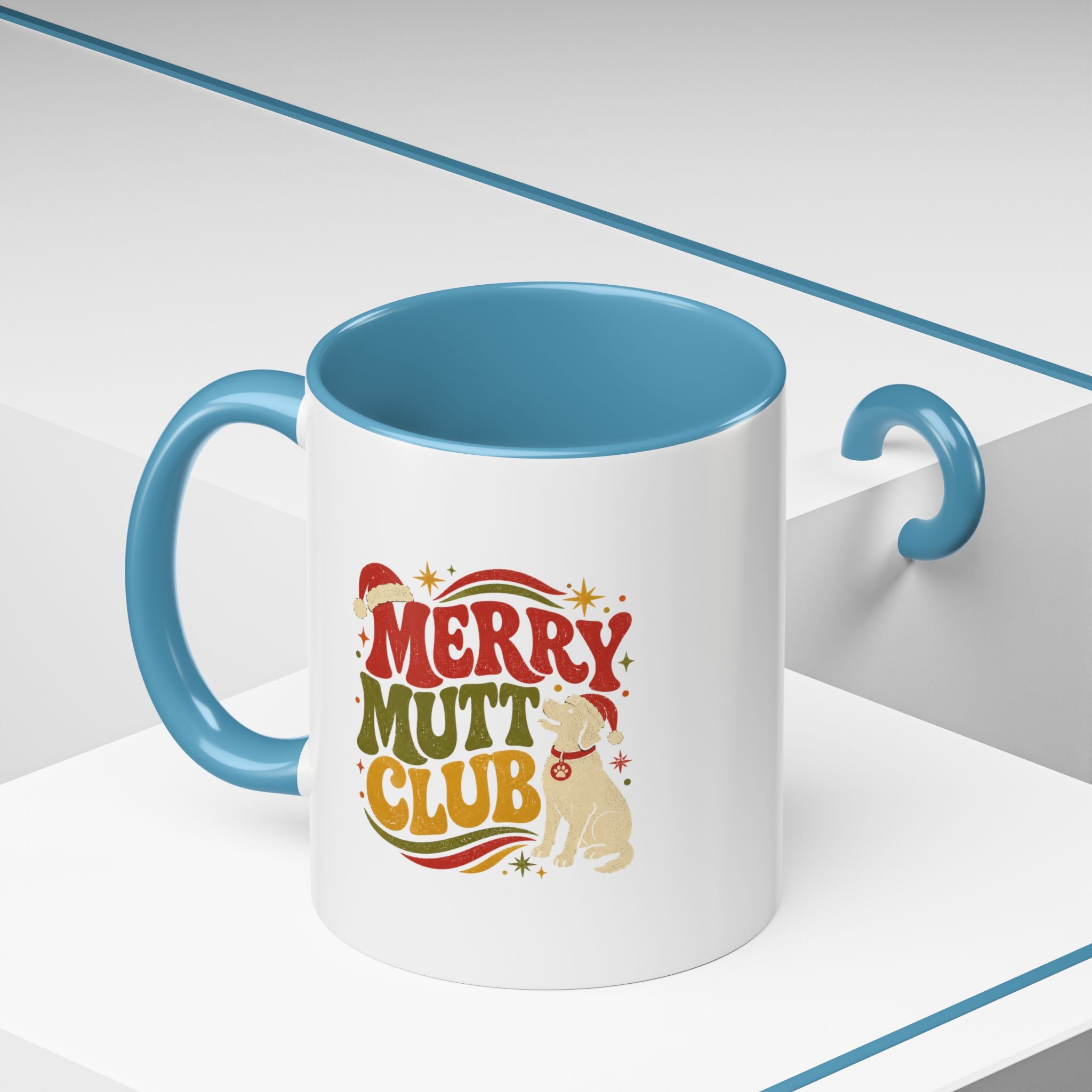 Modern Day Christmas Merry Mutt Club Accent Coffee Mug — Festive Dog Lover Holiday Gift
