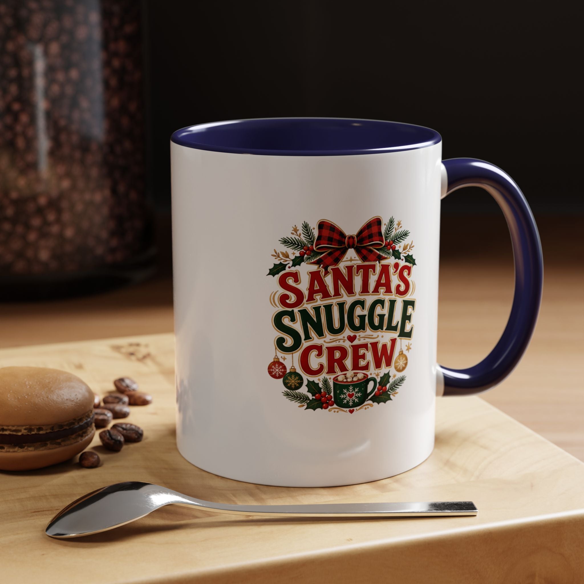 Santa’s Snuggle Crew Accent Coffee Mug — Holiday Christmas Cocoa Cup