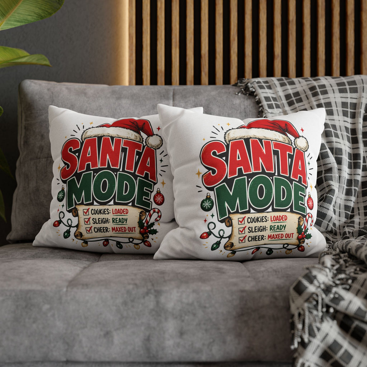 Christmas Santa Mode Holiday Throw Pillow — 'Santa Mode' Festive Decorative Pillowcase