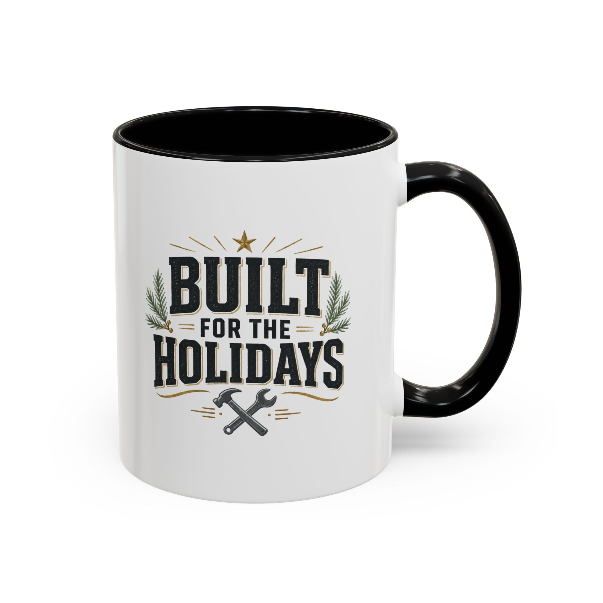 Christmas Built for the Holidays Accent Coffee Mug – Holiday Workshop Coffee Cup